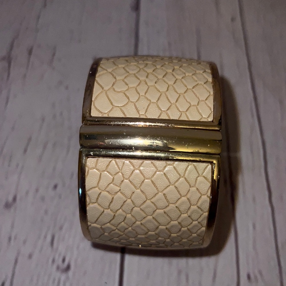 Tan & Gold Thick Stretch Bracelet